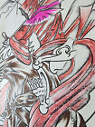 Original 1977 Hand Colored  Vintage Traditional Tattoo Flash Production Sheet