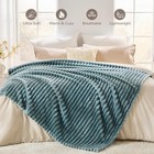 330gsm Ribbed Fleece Queen Blanket Dusty Blue Soft Plush Flannel 90x90 In