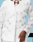 Size 10 Ashro White Formal Wedding Church Party Dot Sequin Jacket Dress