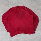 Mens Vintage Red Graphic Faded Thermal Waffle Knit Grunge Y2k Henley Longsleeve