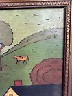 Signed Vintage Black Americana Folk Art Painting On Wooden Board