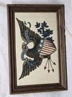United We Stand Patriotic Eagle American Flag Framed 100  Linen Kaydee 18  Ooak