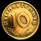 Rare Old Ww2 German 10 Reichspfennig High Grade Coin Aluminum-bronze Authentic