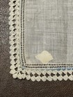 Vintage Irish Linen Handkerchief With Tatted   Crocheted Edge