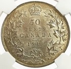 1919 Silver Canada 50 Cents King George V Coin Ngc Mint State 62 Ottawa Mint