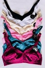 6pc Women Satin Full Coverage Comfort Unlined Wireless Wire Free Mama Bras B C D