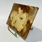 Vintage Incolay Stone Horse Jewelry Box Lid Only Replacement Part Marbled Resin
