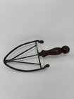 Antique Primitive Wrought Iron Turned Wood Hearth Trivet Tool Sad Iron Pot Pan