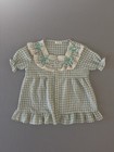 Vintage Green Gingham Blouse Lace Trim Ribbon Detail Cottagecore Top S m