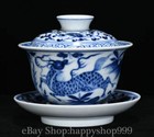 4 8  Old Chinese Ming Dynasty Blue White Porcelain Kylin Qilin Pattern Tea Cup