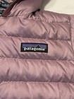 Patagonia Girls Duckdown Reversible Full Zip Hooded Puffer Jacket Purple Pockets