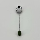 Vintage Bar Spoon Swizzle Japan Stainless Steel Twisted Hanlde 5in W green Wood