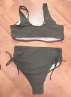 Women Twist High Waisted Swimwear Push Up Two Piece Halter Bikini Set Nwt Green