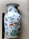 Large Antique Chinese Famille Rose Porcelain Vase  Birds Butterflies And Flowers