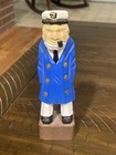 Vintage Hand Carved Wooden Sea Captain Sailor Nautical Figure Blue Coat 6   