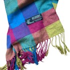 Vintage Plaid Colorful Cashmere Blend Scarf 90 s