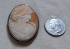 Antique 800 Silver Carved Cameo Shell Brooch Pin Pendant