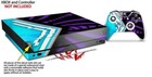 Skin For Xbox One X Console Controller Black Waves Neon Teal Purple Decal