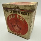 Vintage Red Dot Cigar Tin 5 Cents Each Girl In Dot Federal Cigar Co Poor Quality