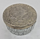 Vintage Ornate Victorian Silver Plate Glass Vanity Powder Jar Trinket Box U174