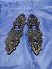Pair Antique Cast Iron Victorian Oil Lamp Wall Brackets