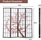 Room Divider 6ft Folding Privacy Divider 4 Panels Oriental Shoji Screen Wall    