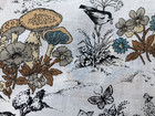 Vintage Retro Mushroom Countryside Cotton Print Fabric Remnant 1 Yd X 45  W