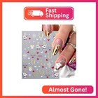 Lopmnght 8 Sheets Christmas Nail Art Stickers 3d Self-adhesive Snowflake Nail Ar