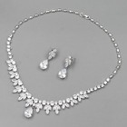 Jewelry Set Women Cubic Zirconia Necklace Earrings White Gold Plated Wedding 208