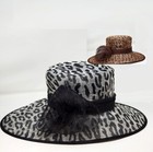 Wide Brim Sinamay Leopard Bow Kentucky Derby Wedding Hat Church Dressy Cocktail