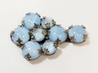 Vintage Singer   Kantor Ny Blue Moonglow Glass Large Dress Clip Brooch