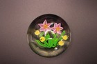 Randall Grubb Pink Flower Clear Art Glass Paperweight  96