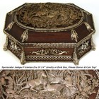 Antique Victorian Era 10 75  Jewelry Or Desk Box  Casket  Figural Horses  Ornate