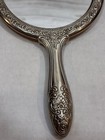 Vintage Ornate Silver Plated Vanity Hand Held Mirror 9 5    Heavy Floral Scroll