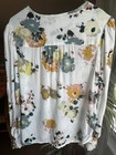 Lucky Brand Womans White Floral Long Sleeve Boho Peasant Top Size S