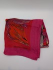 Vintage Adrienne Vittadini 30  Square Silk Scarf Red Magenta W   Tropical Fish  