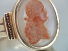 Rare Antique 18th Century 14k Gold Carved Hard Stone Gentleman Cameo Ring Sz 7