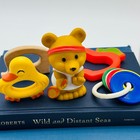 Vintage Baby Toy Lot Tennis Bear Wooden Elephant Duck Rings Rattles