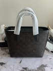 Nwt Coach City Mini Tote Bag Signature Canvas Gold Walnut Black Cw032 Leather