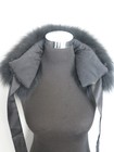 100  Real Fox Fur Neck Wrap   Black Scarf   Jacket Collar With Ribbons