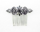 Gorgeous Black Cz Crystal Floral Hair Comb