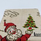 Vintage Kitschy Christmas Towel Parisian Print Santa Claus Noel Cloth Linen