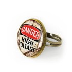 Danger  High Voltage Vintage Industrial Metal Sign Antique Bronze Glass Ring