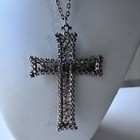 Vintage Gold Tone Ornate Cross Pendant Necklace Filigree Catholic Christianity