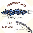 2 Pcs Blue Rhinestone Flower Hair Clips  Sparkly Crystal Bridal Hair