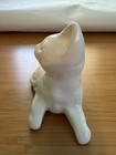 Small White Ceramic Cat Figurine Black Eyes Mini Kitten Decor 2 75in Glossy