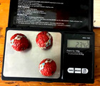 3 Pc Authentic Vtg Chinese Carved Cinnabar Beads Cloisonne Inlay Metal Core