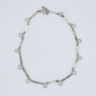 Opal Station Sterling Silver Choker Necklace Toggle Closure Dainty Teardrop Vtg