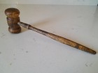 Vintage Solid Oak Wooden Gavel Wood Judge Auctioneer Mallet 10   Meeting Hammer