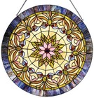 Stained Glass Window Panel Round Victorian 22  Diameter Suncatcher Art Glass